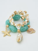 CB2329 3 Piece Sealife Charm Stretch Bracelet Set - MiMi Wholesale
