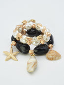 CB2329 3 Piece Sealife Charm Stretch Bracelet Set - MiMi Wholesale
