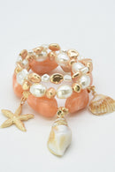 CB2329 3 Piece Sealife Charm Stretch Bracelet Set - MiMi Wholesale