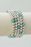 CB2335 5 Piece CCB With Turquoise Accent Bracelet Set - MiMi Wholesale