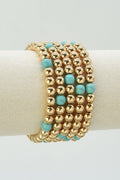 CB2335 5 Piece CCB With Turquoise Accent Bracelet Set - MiMi Wholesale