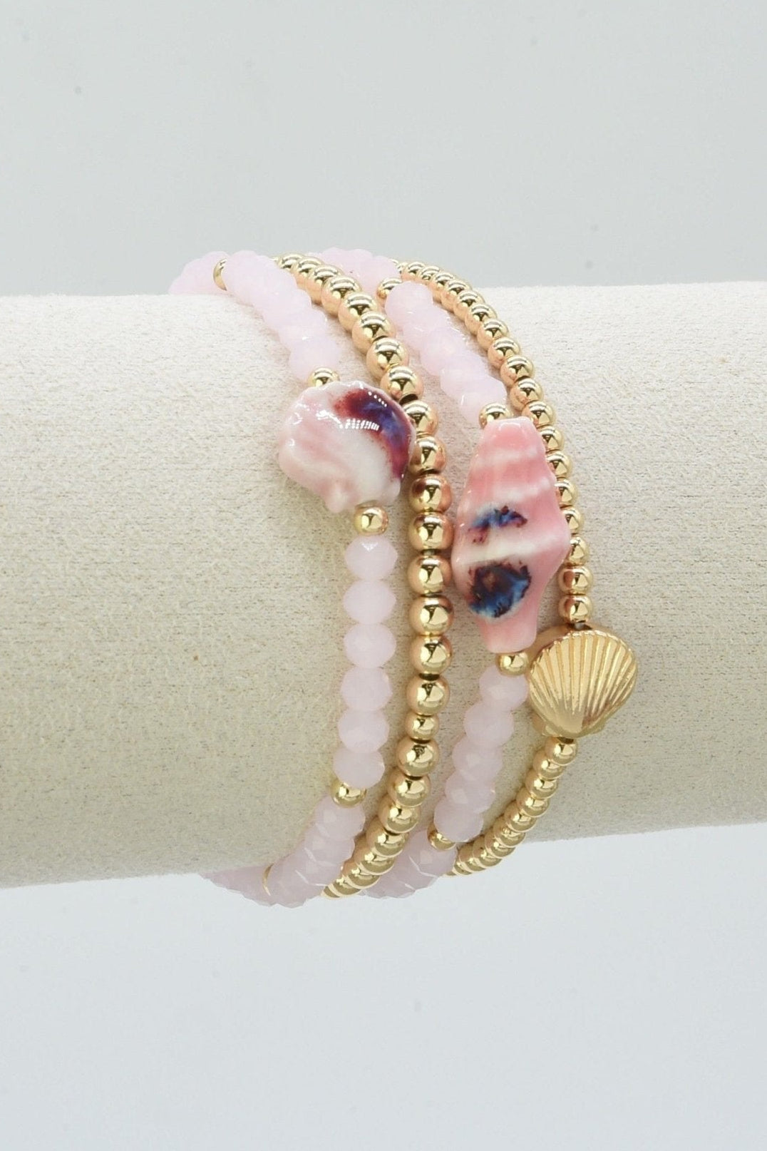 CB2336 4 Piece CCB Glass Ceramic Stretch Bracelet Set - MiMi Wholesale