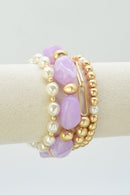 CB2341 4 Piece Acrylic, CCB, Pearl Bracelet Set - MiMi Wholesale