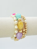 CB2341 4 Piece Acrylic, CCB, Pearl Bracelet Set - MiMi Wholesale