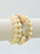 CB2342 5 Piece Glass CCB Acrylic Stretch Bracelet Set - MiMi Wholesale