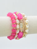CB2342 5 Piece Glass CCB Acrylic Stretch Bracelet Set - MiMi Wholesale