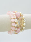 CB2342 5 Piece Glass CCB Acrylic Stretch Bracelet Set - MiMi Wholesale