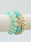 CB2342 5 Piece Glass CCB Acrylic Stretch Bracelet Set - MiMi Wholesale