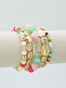 CB2343 5 Piece Glass CCB Arcylic Stretch Bracelet Set - MiMi Wholesale