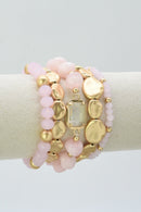 CB2343 5 Piece Glass CCB Arcylic Stretch Bracelet Set - MiMi Wholesale