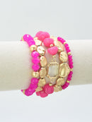 CB2343 5 Piece Glass CCB Arcylic Stretch Bracelet Set - MiMi Wholesale