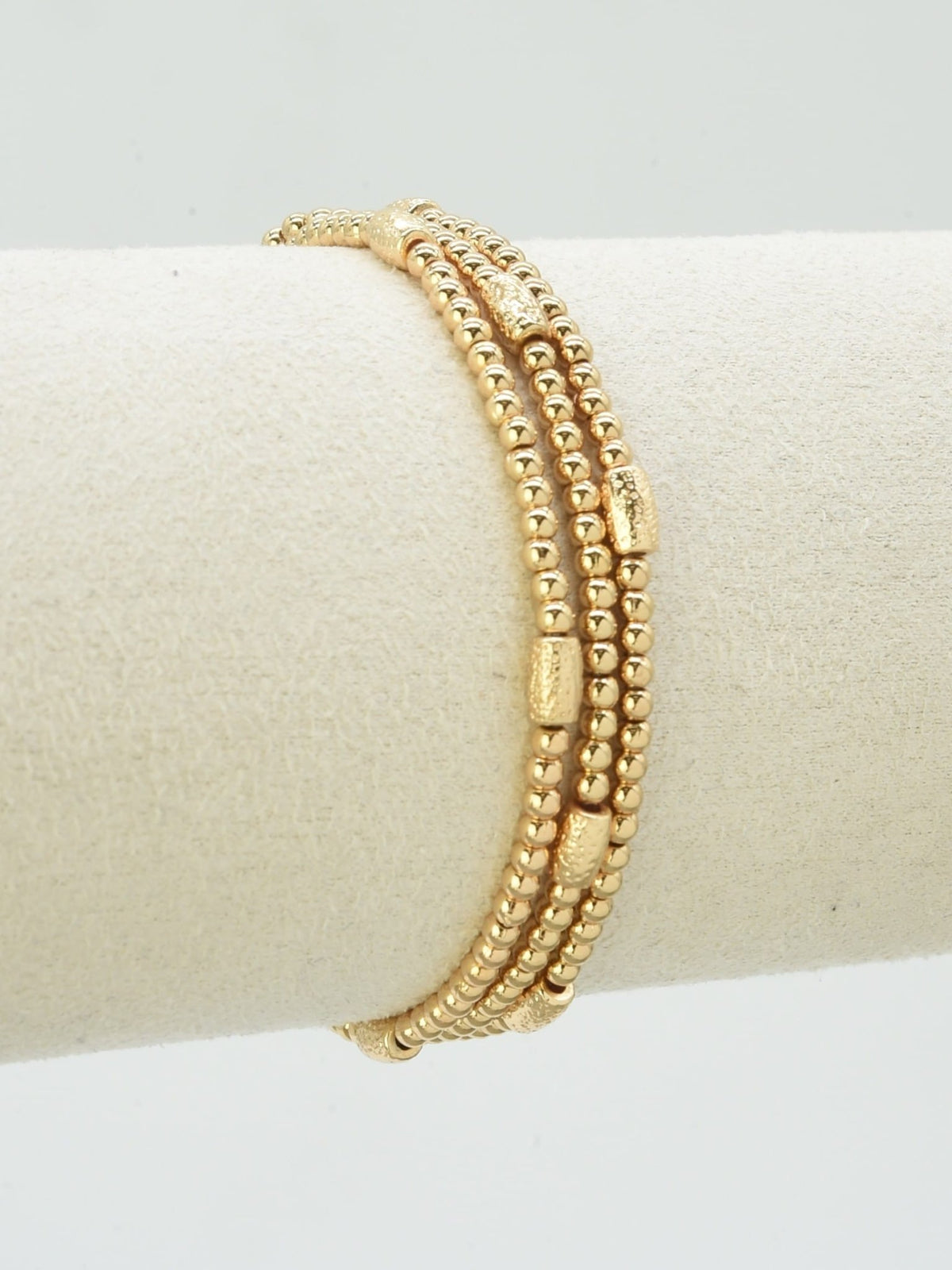 CB2346 3 Piece Metal Bead with CCB Stretch Bracelet - MiMi Wholesale