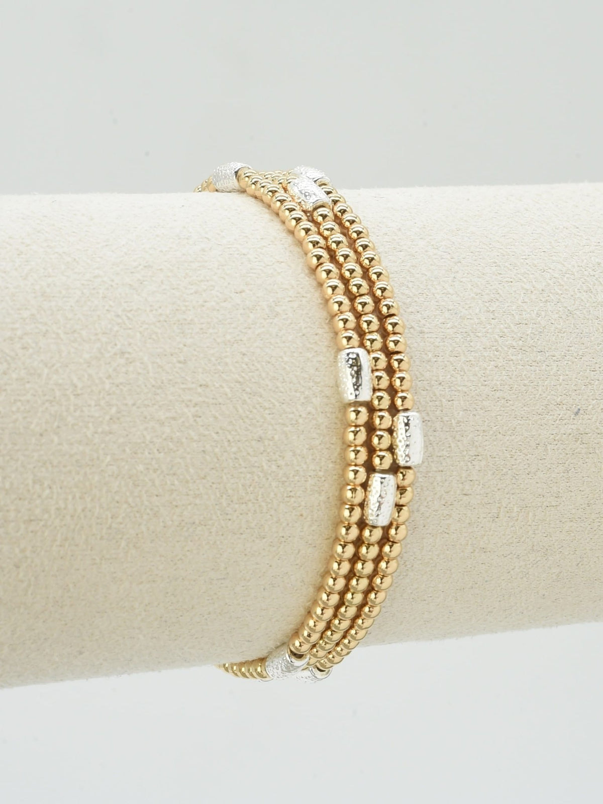 CB2346 3 Piece Metal Bead with CCB Stretch Bracelet - MiMi Wholesale