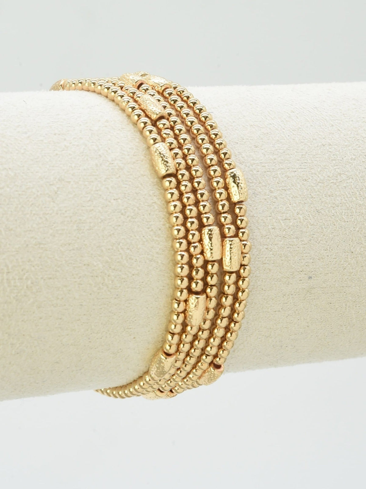 CB2347 5 Piece Metal Bead with CCB Stretch Bracelet - MiMi Wholesale