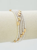 CB2347 5 Piece Metal Bead with CCB Stretch Bracelet - MiMi Wholesale