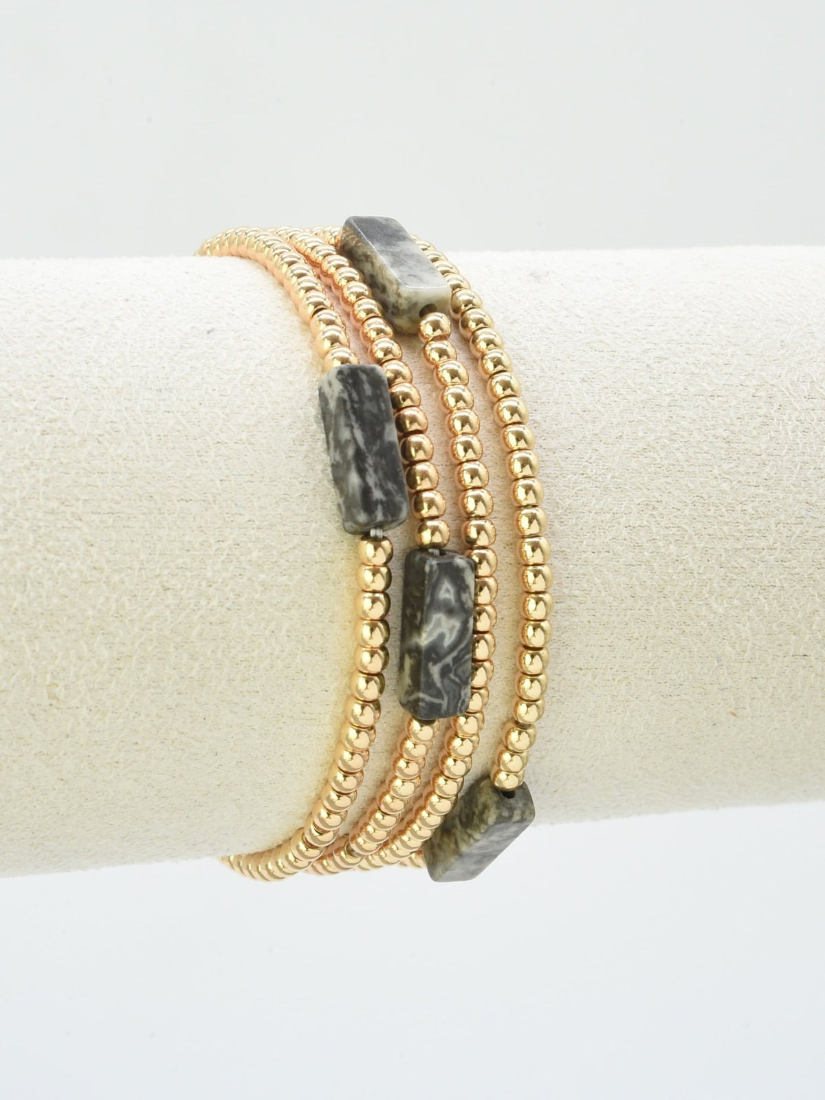 CB2348 4 Piece CCB Semi Precious Accent Bracelet Set - MiMi Wholesale
