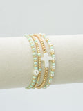 CB2349 4 Piece Glass, Pearl, Cross Bracelet Set - MiMi Wholesale