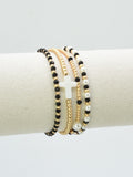 CB2349 4 Piece Glass, Pearl, Cross Bracelet Set - MiMi Wholesale