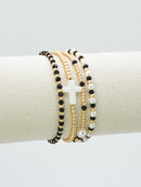 CB2349 4 Piece Glass, Pearl, Cross Bracelet Set - MiMi Wholesale