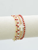 CB2349 4 Piece Glass, Pearl, Cross Bracelet Set - MiMi Wholesale