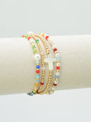 CB2349 4 Piece Glass, Pearl, Cross Bracelet Set - MiMi Wholesale