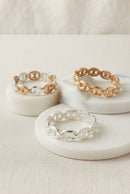 CB2352 Metal Link Stretch Bracelet - MiMi Wholesale