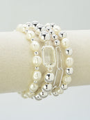 CB2361 4 Piece Chain, Pearl, and CCB Stretch Bracelet - MiMi Wholesale