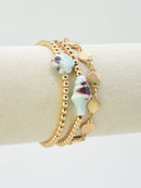 CB2362 3 Piece CCB With Ceramic Accent Bracelet Set - MiMi Wholesale