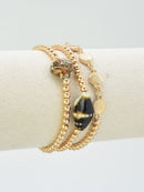 CB2362 3 Piece CCB With Ceramic Accent Bracelet Set - MiMi Wholesale