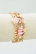 CB2362 3 Piece CCB With Ceramic Accent Bracelet Set - MiMi Wholesale