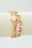 CB2362 3 Piece CCB With Ceramic Accent Bracelet Set - MiMi Wholesale