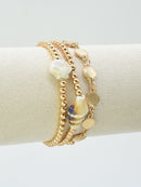 CB2362 3 Piece CCB With Ceramic Accent Bracelet Set - MiMi Wholesale