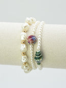 CB2363 3 Piece Pearl Ceramic Bracelet Set - MiMi Wholesale