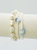 CB2363 3 Piece Pearl Ceramic Bracelet Set - MiMi Wholesale