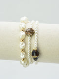 CB2363 3 Piece Pearl Ceramic Bracelet Set - MiMi Wholesale