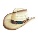 CBC0013 American Flag Tea Stain Cowboy Hat - MiMi Wholesale