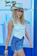 CBC0013 American Flag Tea Stain Cowboy Hat - MiMi Wholesale