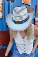 CBC0013 American Flag Tea Stain Cowboy Hat - MiMi Wholesale