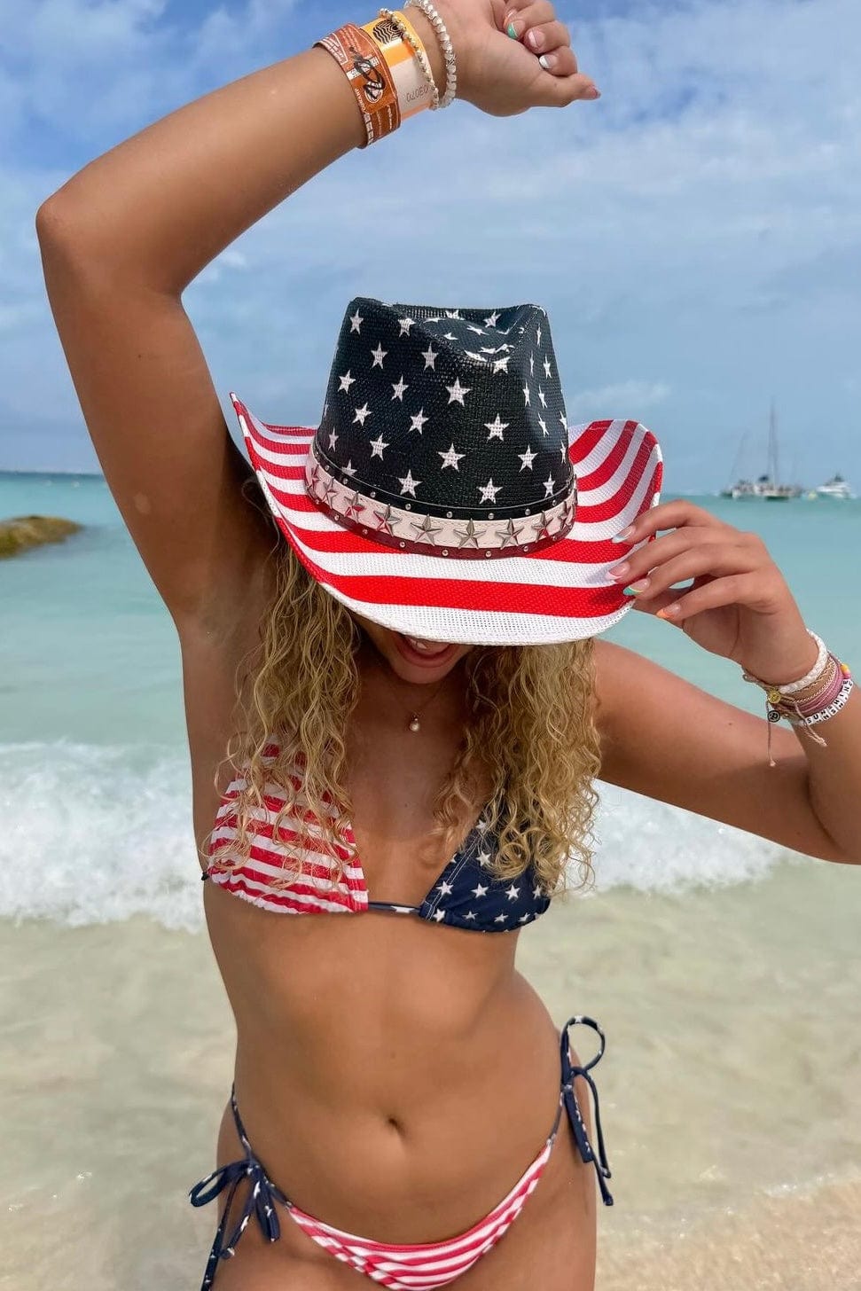 CBC0028 Ouachita USA Print Cowboy Hat - MiMi Wholesale