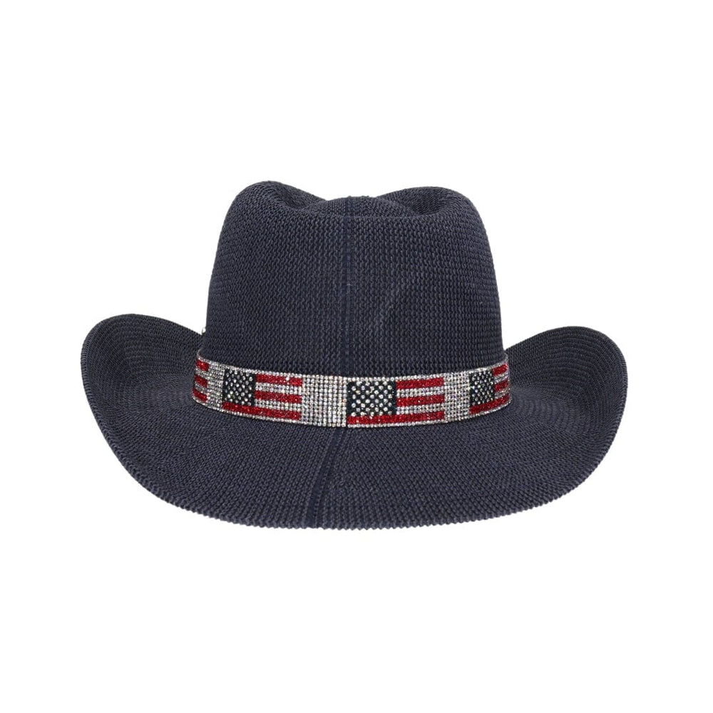 CBC0030 Fairhope Rhinestone American Flag Band Straw Cowboy Hat display picture 1
