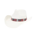 CBC0030 Fairhope Rhinestone American Flag Band Straw Cowboy Hat - MiMi Wholesale