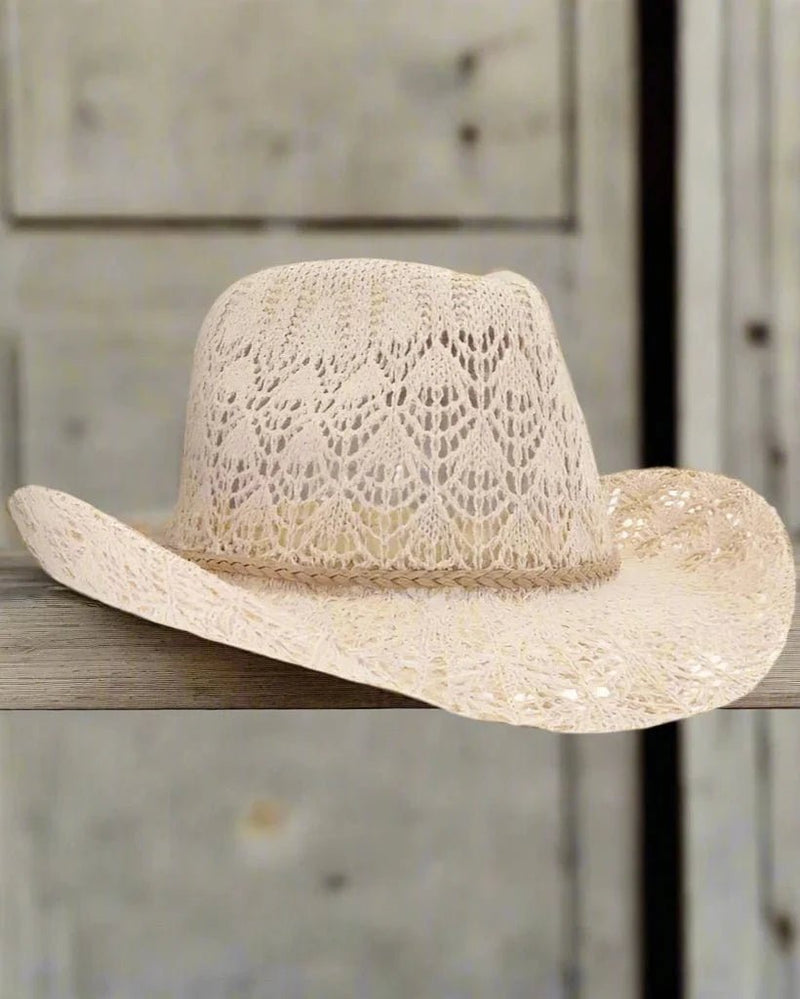 CBC0136 Tahoe Horseshoe Lace Knit Cowboy Hat - MiMi Wholesale