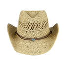 CBC0140 Straw Weave Cowboy Hat With Turquoise - MiMi Wholesale