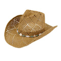 CBC0146 Ava Straw Cowboy Hat With Seashell Bead Band - MiMi Wholesale