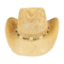 CBC0146 Ava Straw Cowboy Hat With Seashell Bead Band - MiMi Wholesale