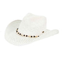 CBC0147 Sarah Straw Cowboy Hat With Seashell Bead Band - MiMi Wholesale