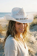 CBC0147 Sarah Straw Cowboy Hat With Seashell Bead Band - MiMi Wholesale