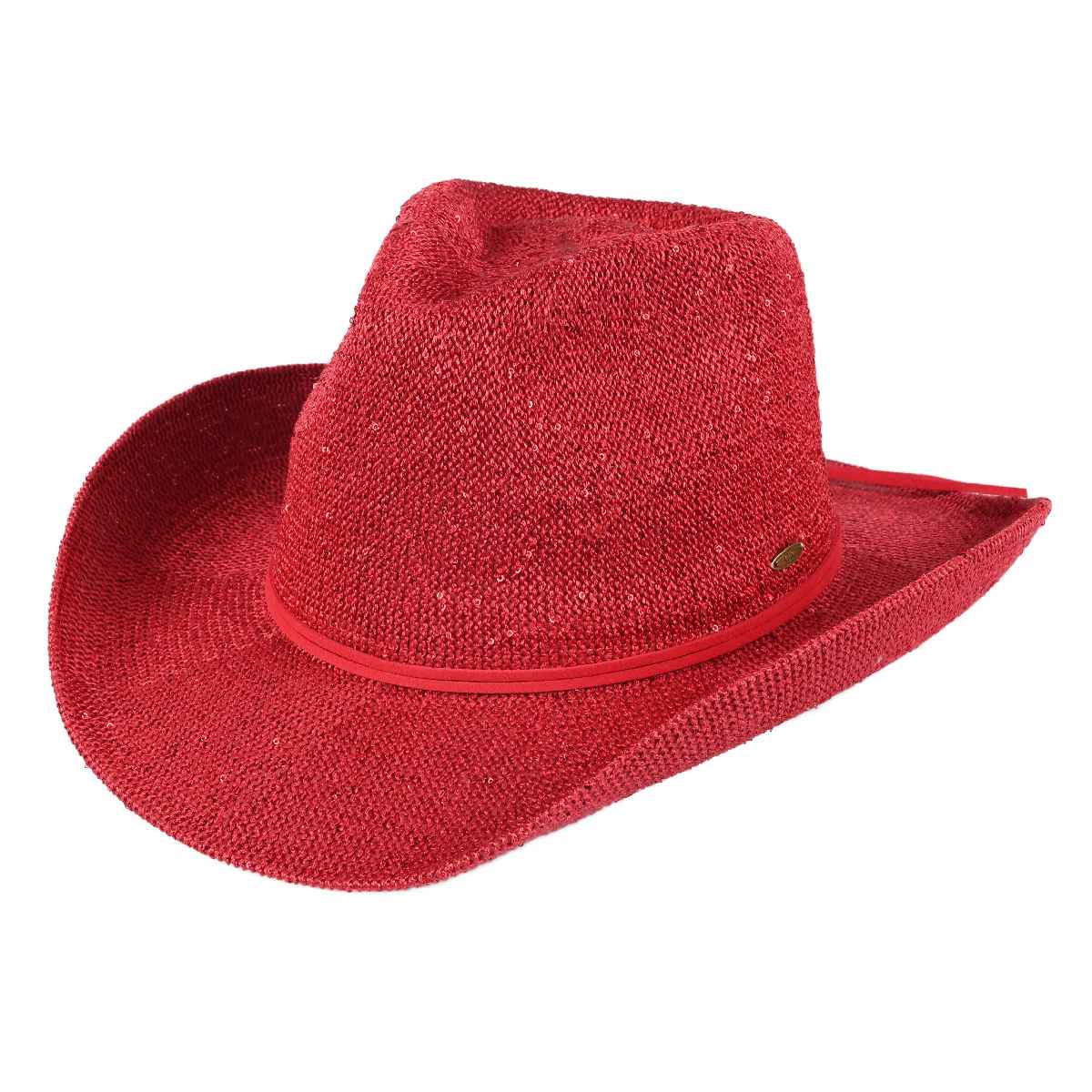 CBC03 C.C Brand Sequin Detail Cowboy Hat With Suede Trim - MiMi Wholesale