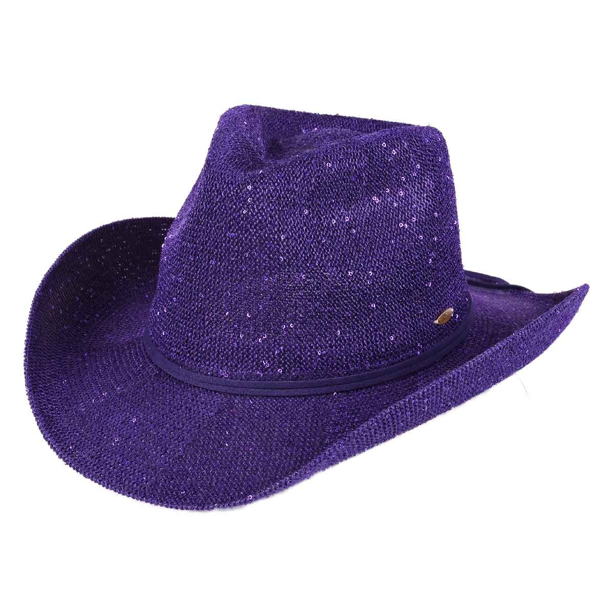 Caw Boy/girl USA Sequin Hat S/M CBC03 C.C Brand Sequin Detail Cowboy Hat With Suede Trim main image 4