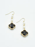 CE3197 Clover With Pearls Dangle Earrings - MiMi Wholesale